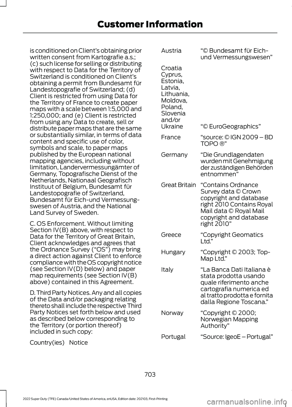 FORD F-350 2022  Owners Manual is conditioned on Client’
s obtaining prior
written consent from Kartografie a.s.;
(c) such license for selling or distributing
with respect to Data for the Territory of
Switzerland is conditioned o