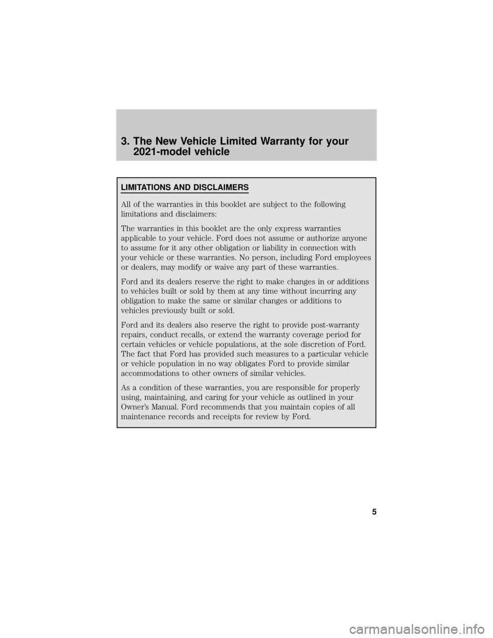 FORD F-250 2021  Warranty Guide 