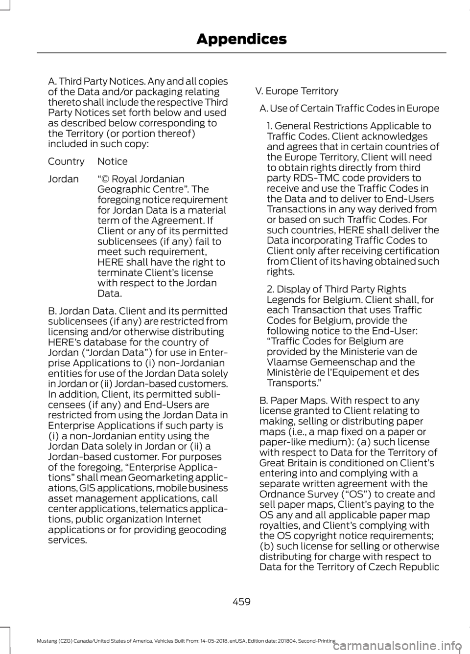 FORD MUSTANG 2019 Owners Manual A. Third Party Notices. Any and all copies
of the Data and/or packaging relating
thereto shall include the respective Third
Party Notices set forth below and used
as described below corresponding to
t FORD MUSTANG 2019 Owners Manual A. Third Party Notices. Any and all copies
of the Data and/or packaging relating
thereto shall include the respective Third
Party Notices set forth below and used
as described below corresponding to
t