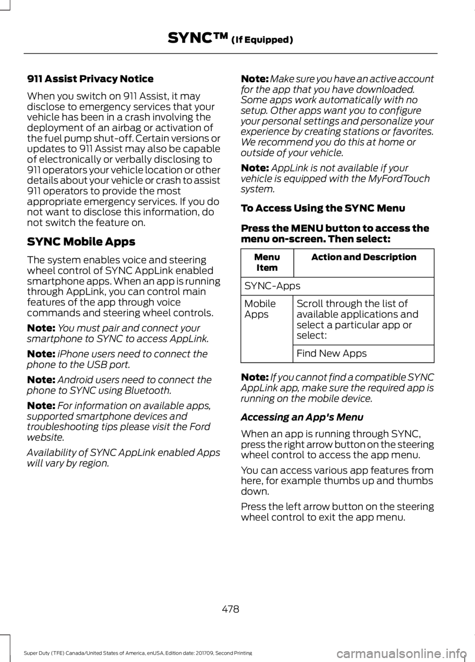 FORD F-550 2018  Owners Manual 911 Assist Privacy Notice
When you switch on 911 Assist, it may
disclose to emergency services that your
vehicle has been in a crash involving the
deployment of an airbag or activation of
the fuel pum