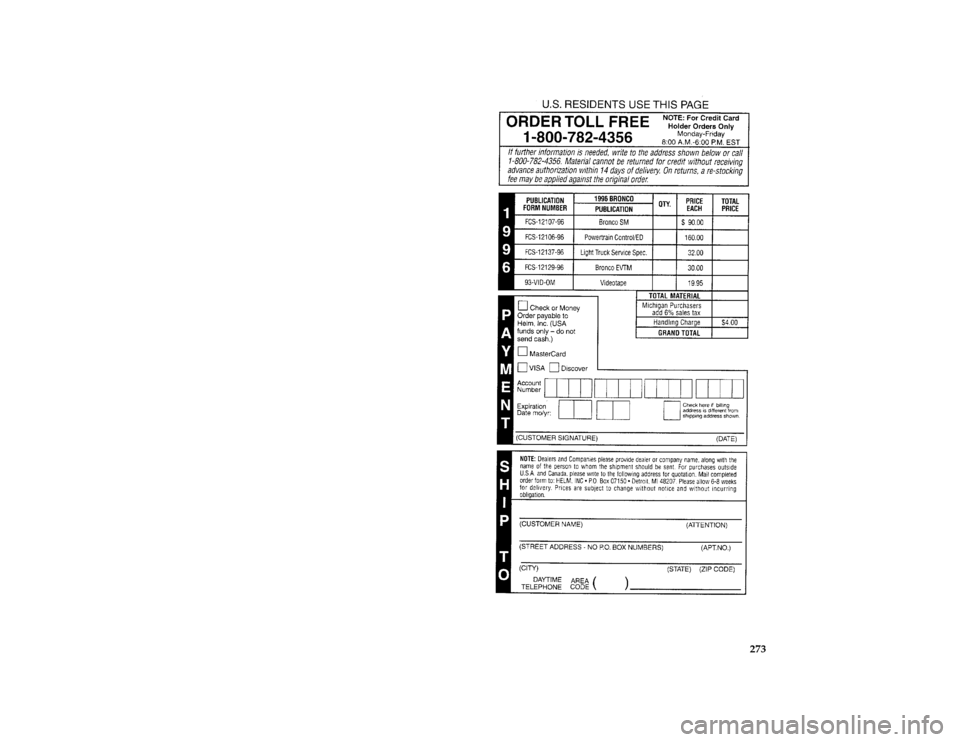 FORD BRONCO 1996 5.G Owners Manual 273 [AC02900(B )02/95]
thirty-six pica chart:0021246-B
File:ltacb.ex
Update:Fri Jun  9 15:24:54 1995 