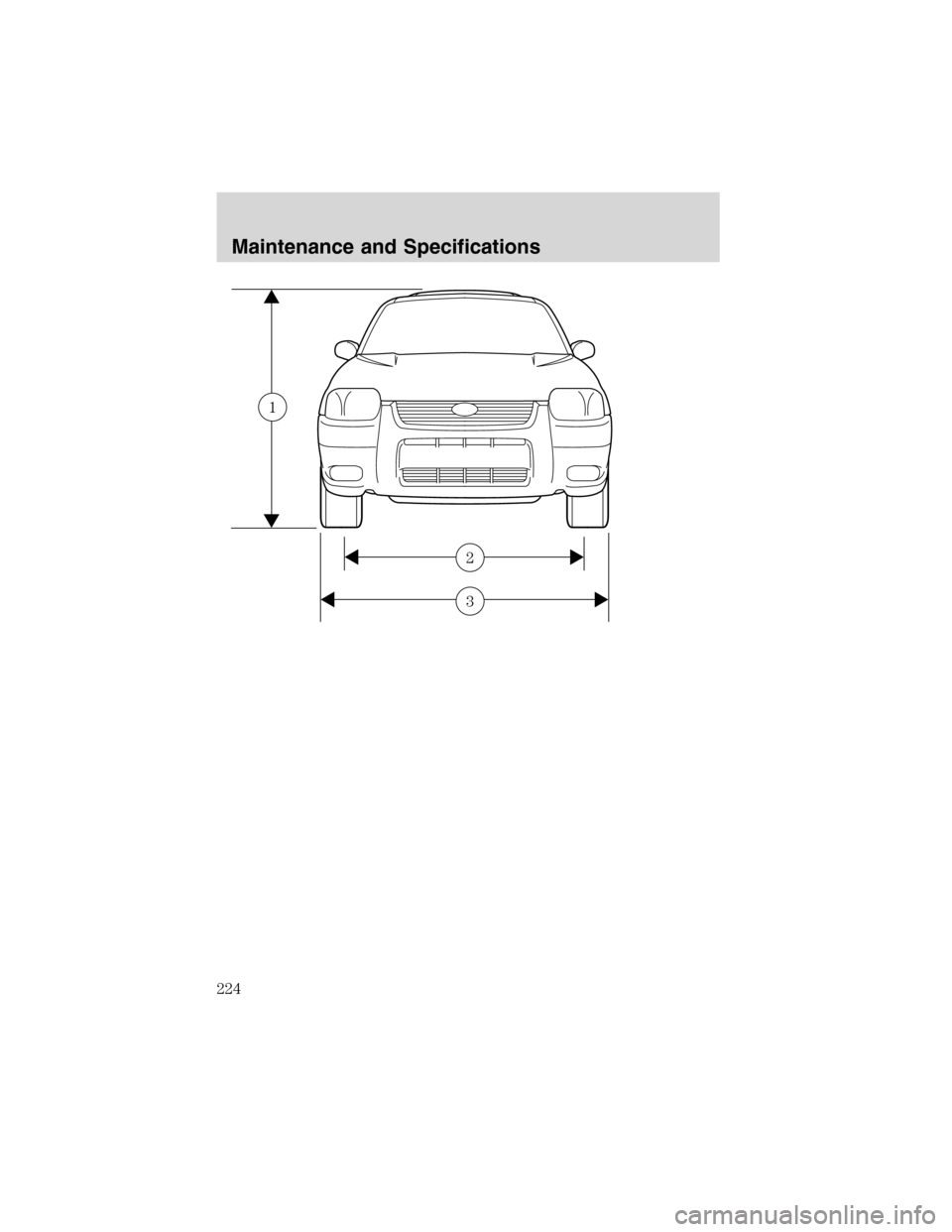 FORD ESCAPE 2003 1.G Owners Manual 3
2
1
Maintenance and Specifications
224 