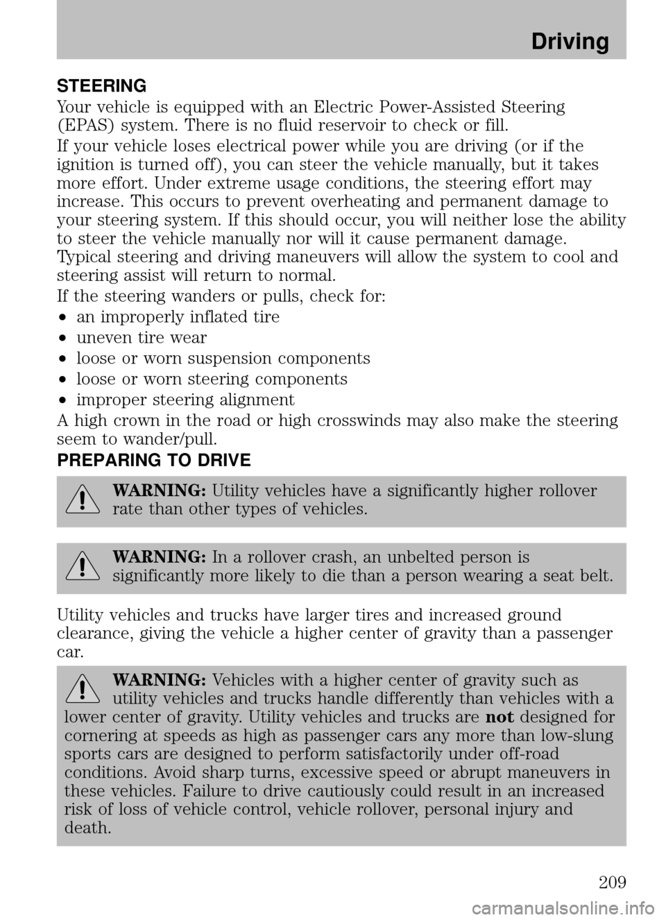 FORD ESCAPE 2009 2.G Owners Manual 