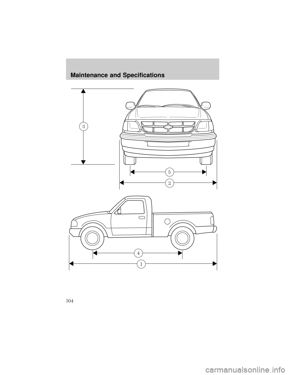FORD F150 2002 10.G Owners Manual 2
5
3
1
4
Maintenance and Specifications
304 