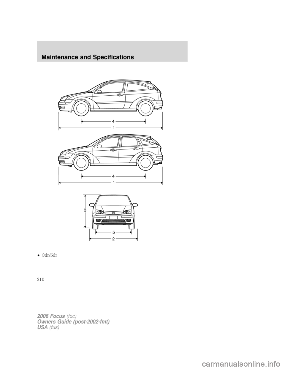 FORD FOCUS 2006 2.G Owners Manual •3dr/5dr
2006 Focus(foc)
Owners Guide (post-2002-fmt)
USA(fus)
Maintenance and Specifications
210 