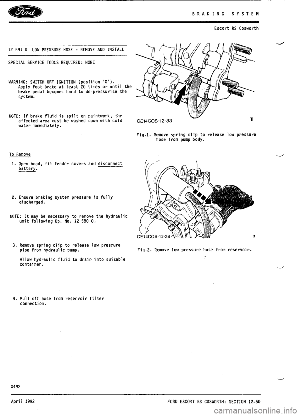 FORD SIERRA RS COSWORTH 1987 1.G Workshop Manual 