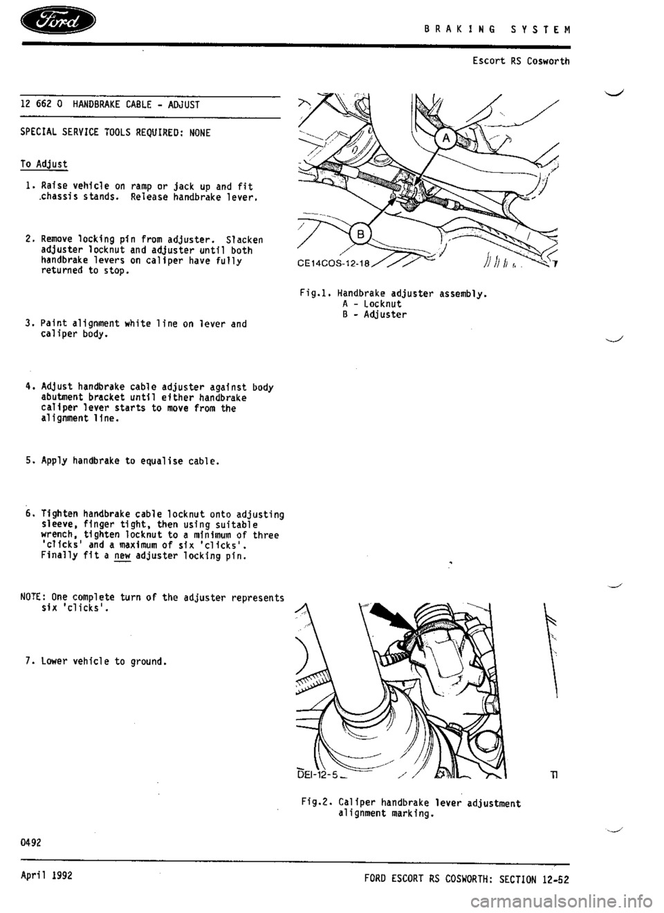 FORD SIERRA RS COSWORTH 1987 1.G Workshop Manual 