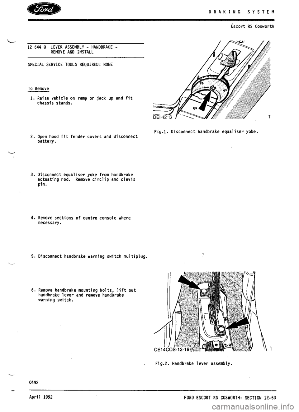 FORD SIERRA RS COSWORTH 1987 1.G Workshop Manual 