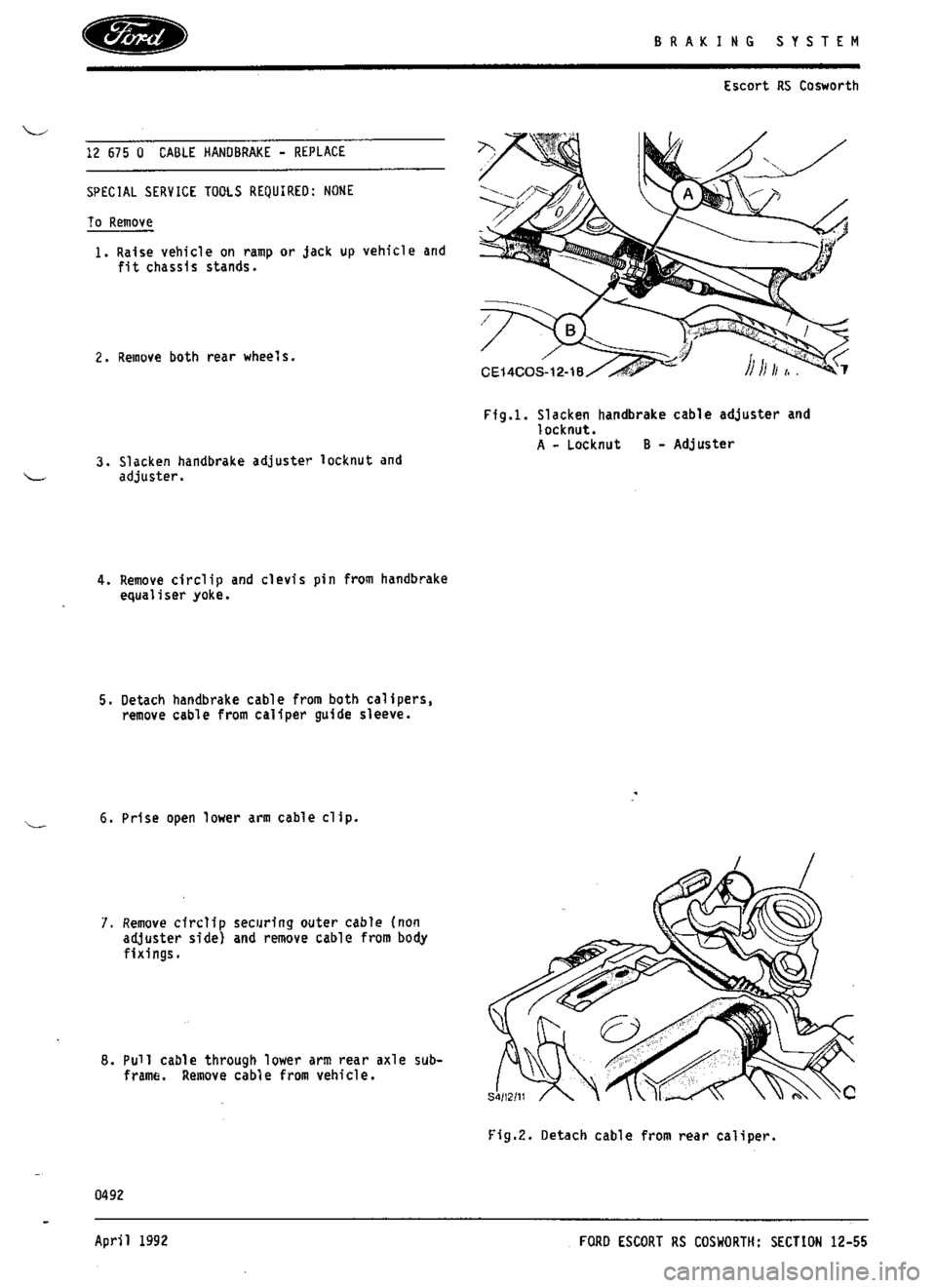 FORD SIERRA RS COSWORTH 1987 1.G Workshop Manual 