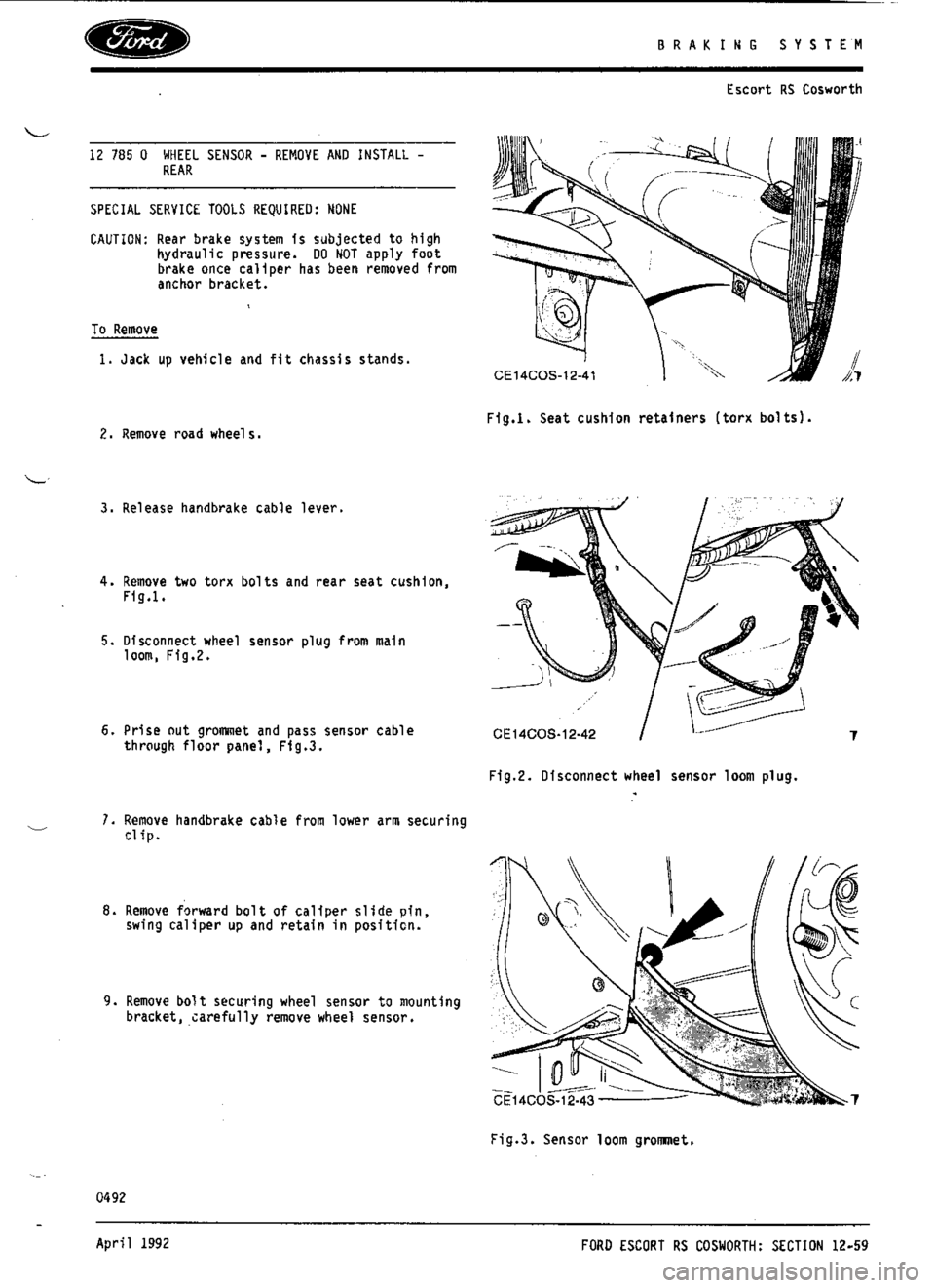 FORD SIERRA RS COSWORTH 1987 1.G Workshop Manual 