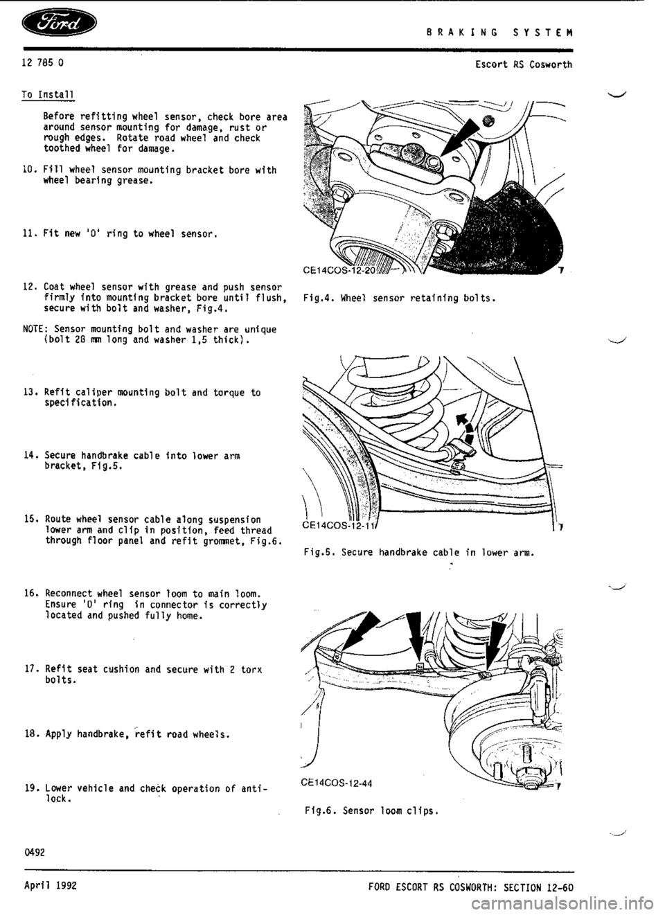 FORD SIERRA RS COSWORTH 1987 1.G Workshop Manual 