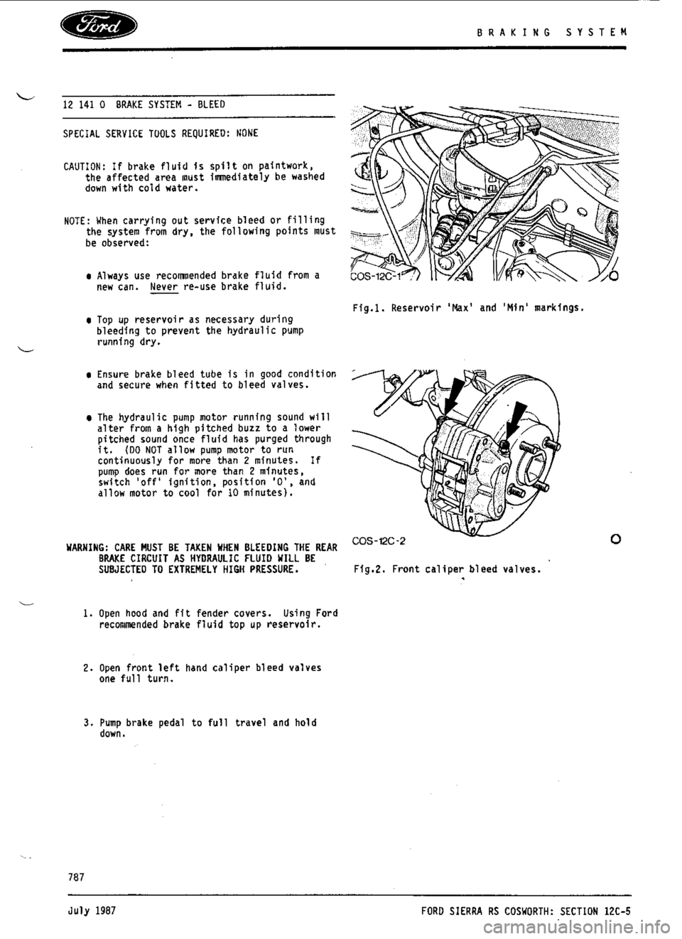 FORD SIERRA RS COSWORTH 1987 1.G Workshop Manual 