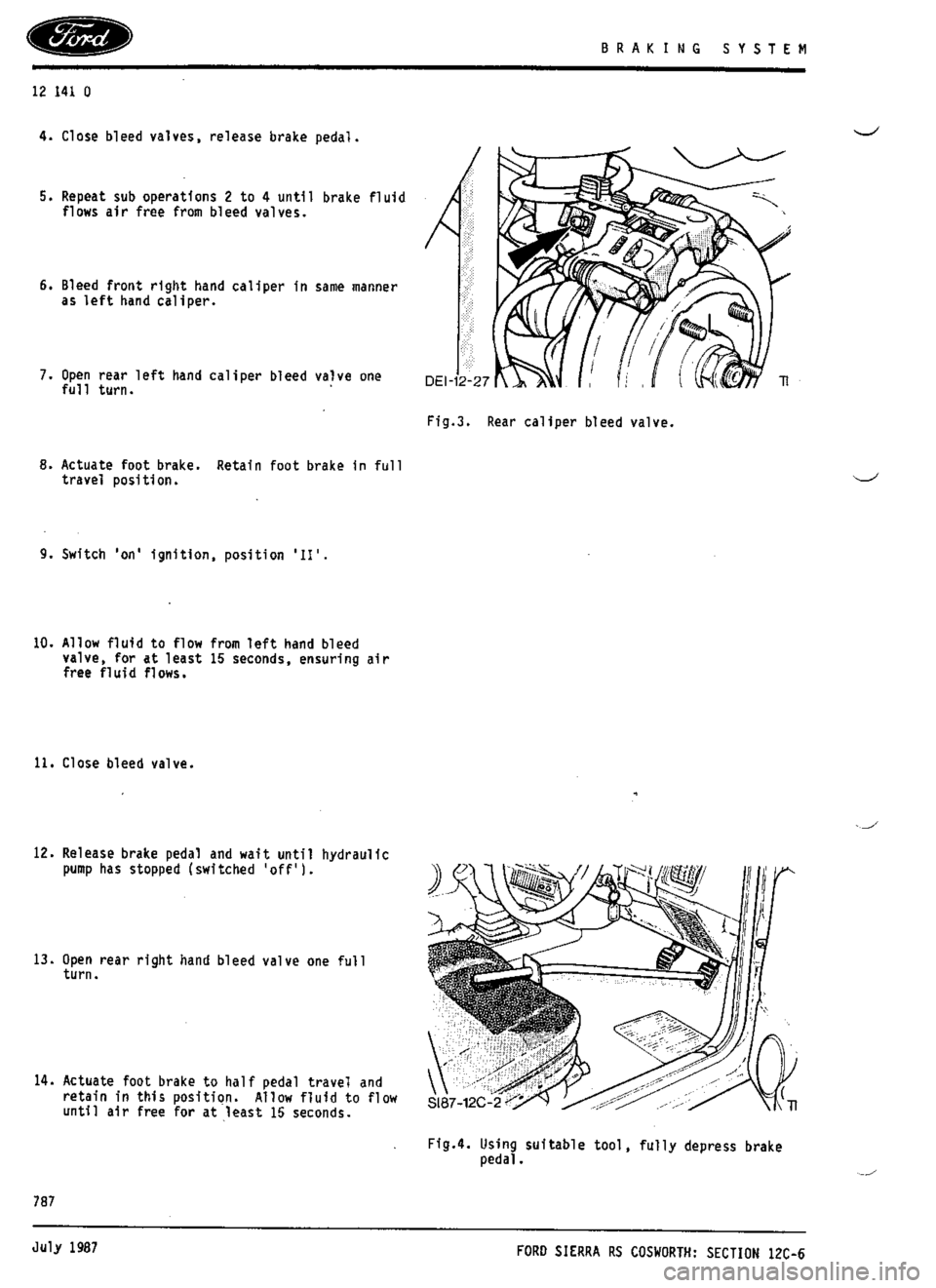 FORD SIERRA RS COSWORTH 1987 1.G Workshop Manual 