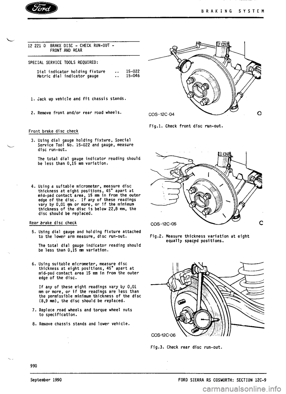 FORD SIERRA RS COSWORTH 1990 1.G Workshop Manual 