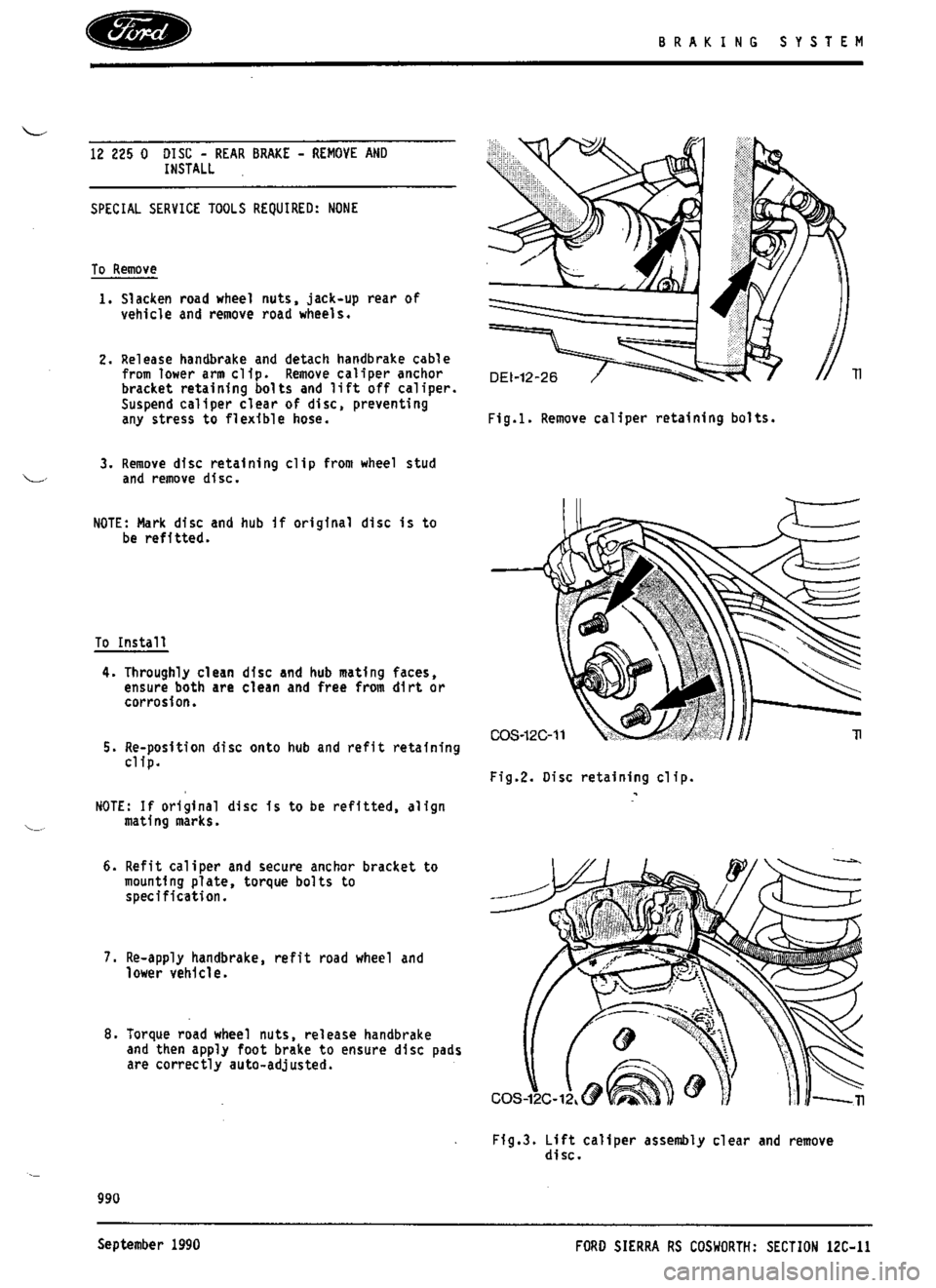 FORD SIERRA RS COSWORTH 1990 1.G Workshop Manual 