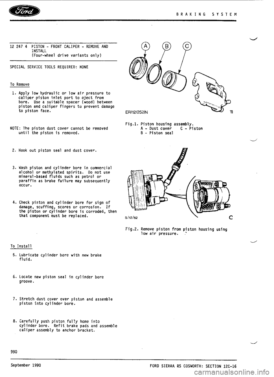 FORD SIERRA RS COSWORTH 1990 1.G Workshop Manual 