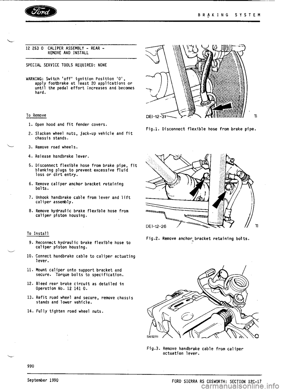 FORD SIERRA RS COSWORTH 1990 1.G Workshop Manual 