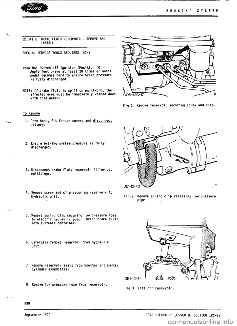 FORD SIERRA RS COSWORTH 1990 1.G Workshop Manual 