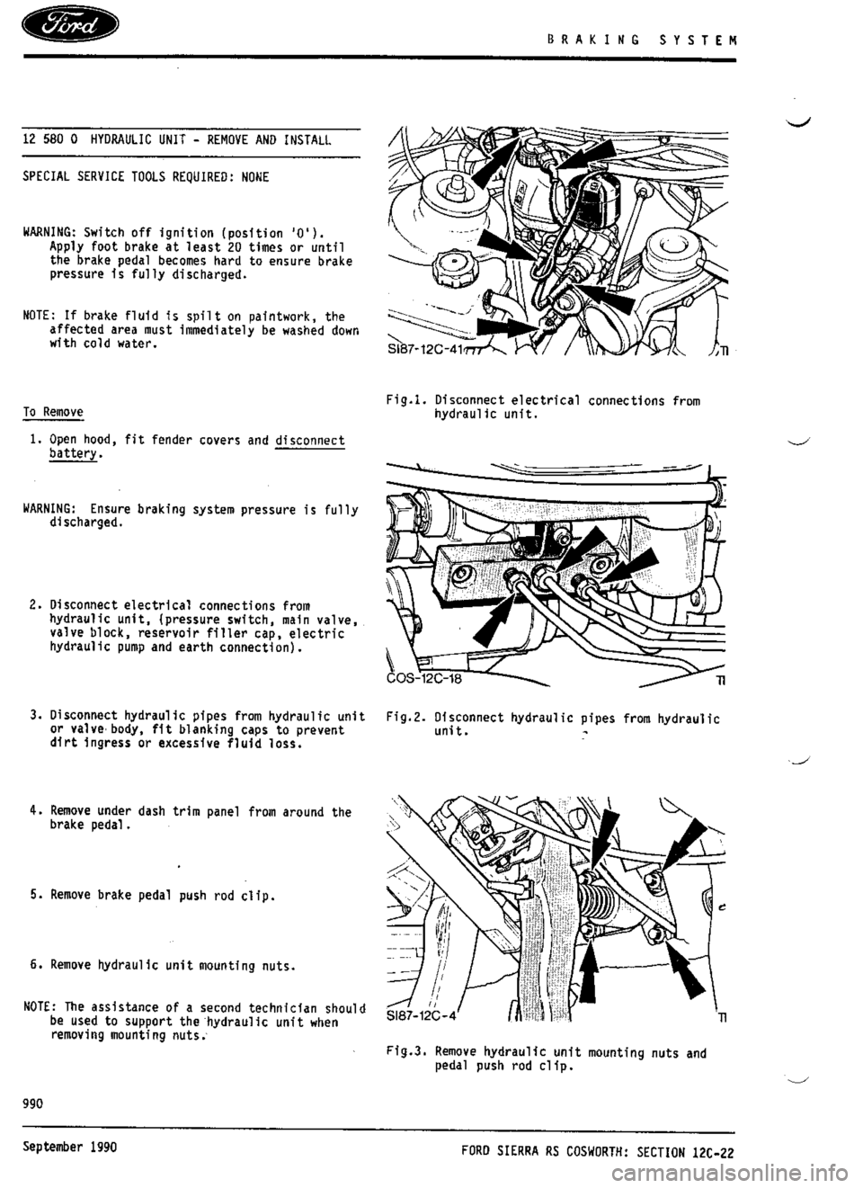 FORD SIERRA RS COSWORTH 1990 1.G Workshop Manual 