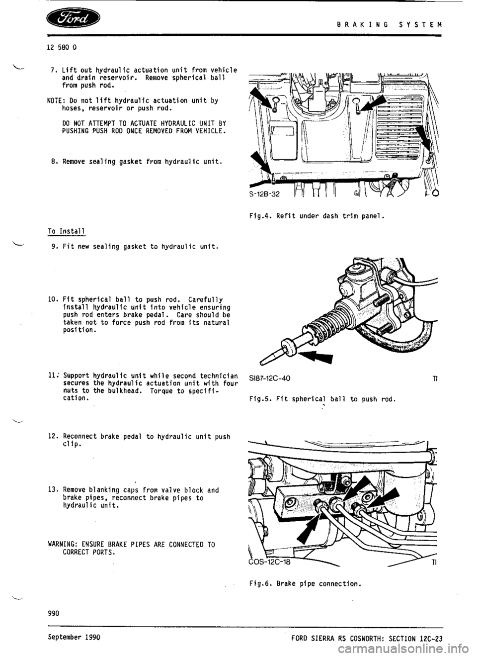 FORD SIERRA RS COSWORTH 1990 1.G Workshop Manual 