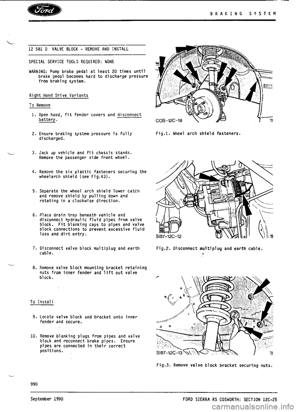 FORD SIERRA RS COSWORTH 1990 1.G Workshop Manual 