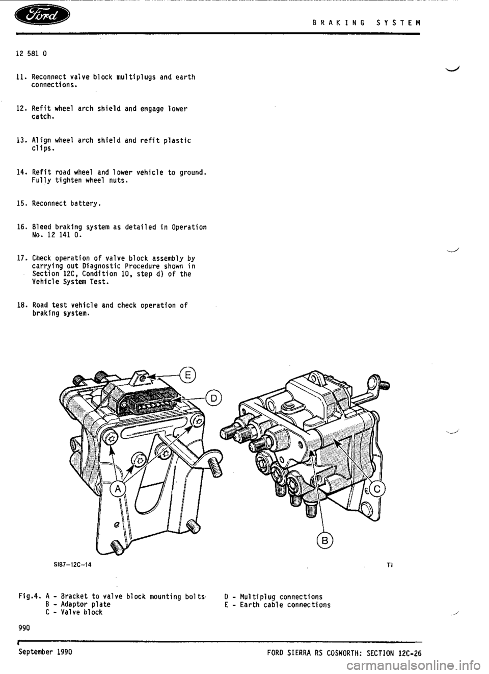 FORD SIERRA RS COSWORTH 1990 1.G Workshop Manual 