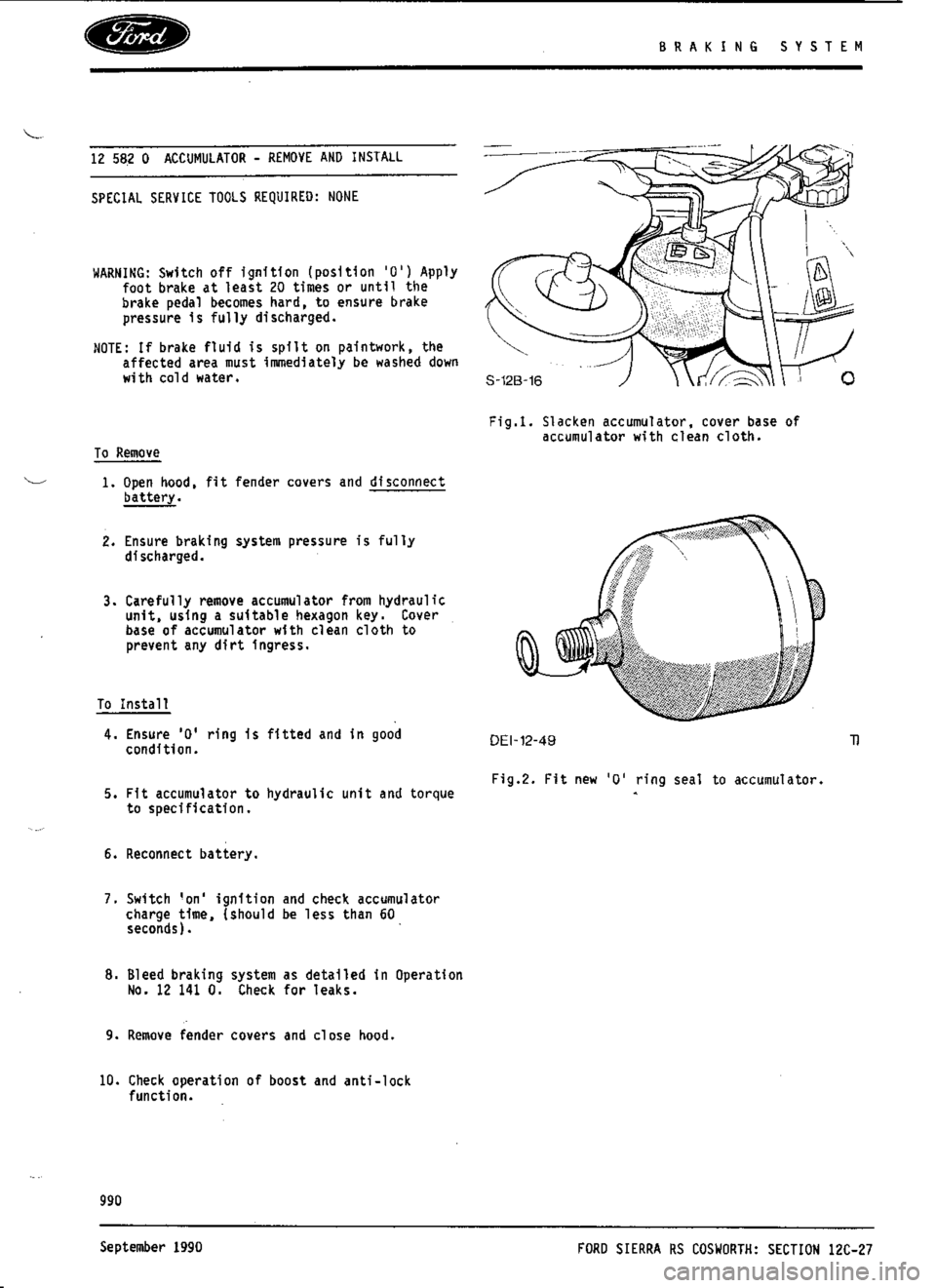 FORD SIERRA RS COSWORTH 1990 1.G Workshop Manual 