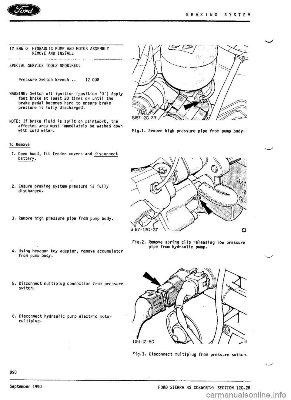 FORD SIERRA RS COSWORTH 1990 1.G Workshop Manual 