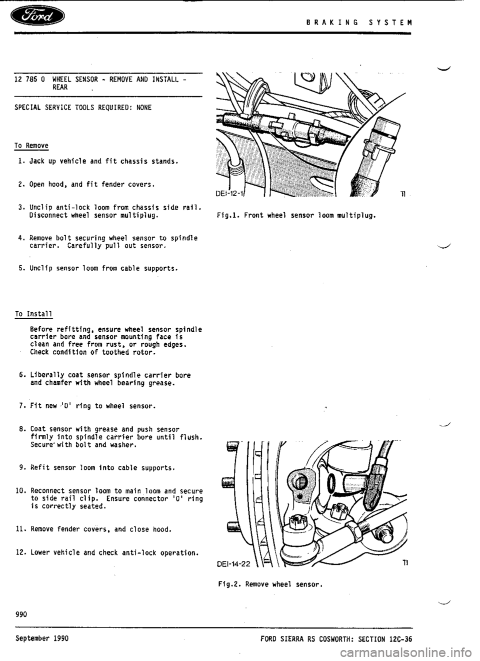 FORD SIERRA RS COSWORTH 1990 1.G Workshop Manual 