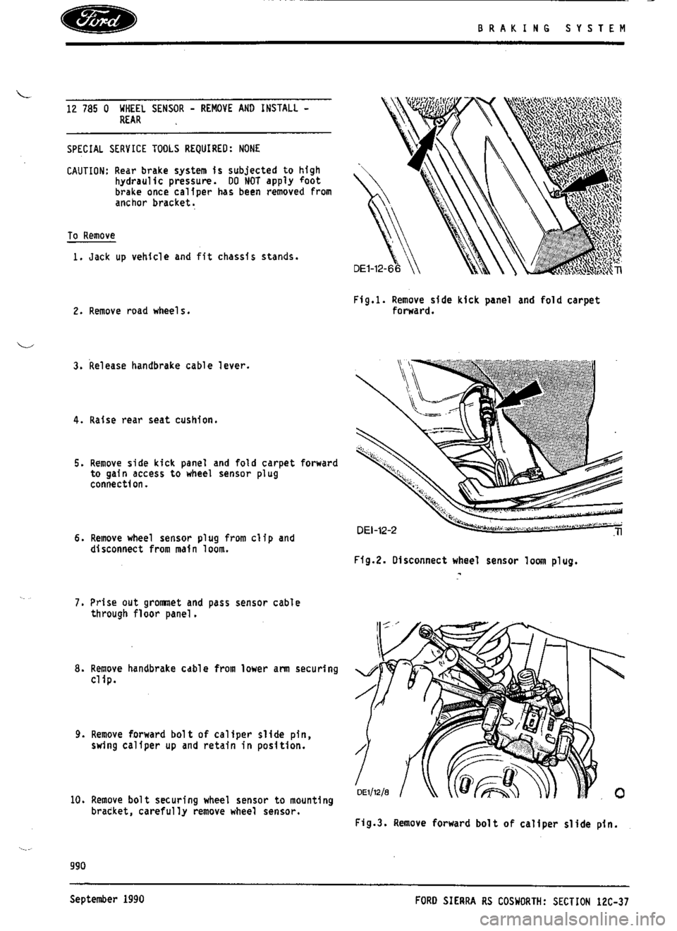 FORD SIERRA RS COSWORTH 1990 1.G Workshop Manual 