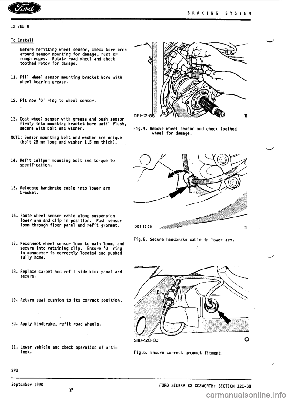 FORD SIERRA RS COSWORTH 1990 1.G Workshop Manual 