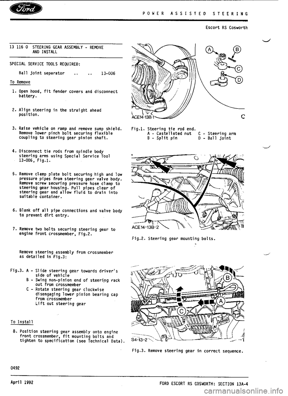 FORD SIERRA RS COSWORTH 1987 1.G Workshop Manual 
