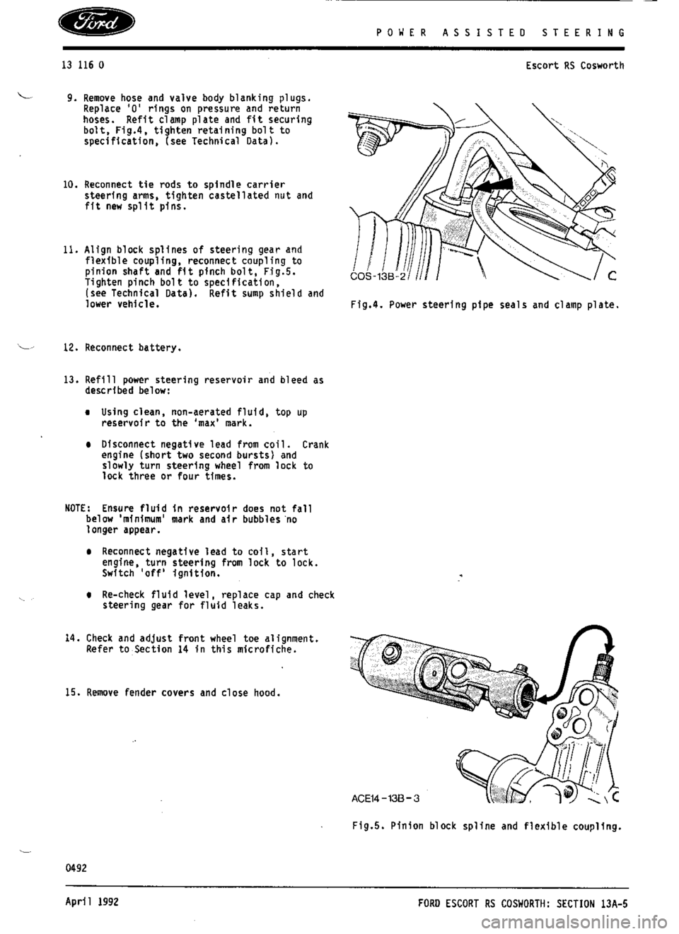 FORD SIERRA RS COSWORTH 1987 1.G Workshop Manual 