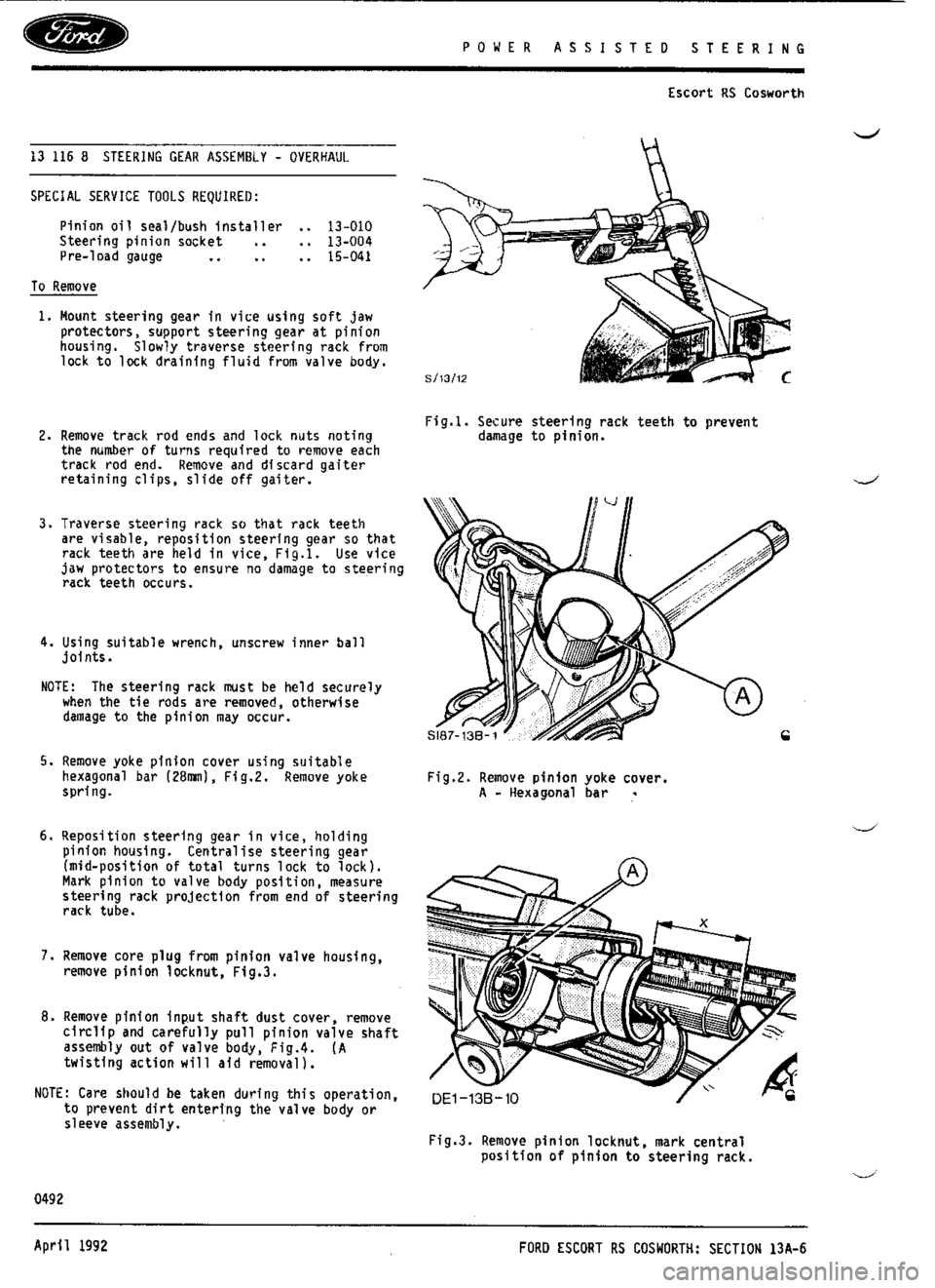 FORD SIERRA RS COSWORTH 1987 1.G Workshop Manual 