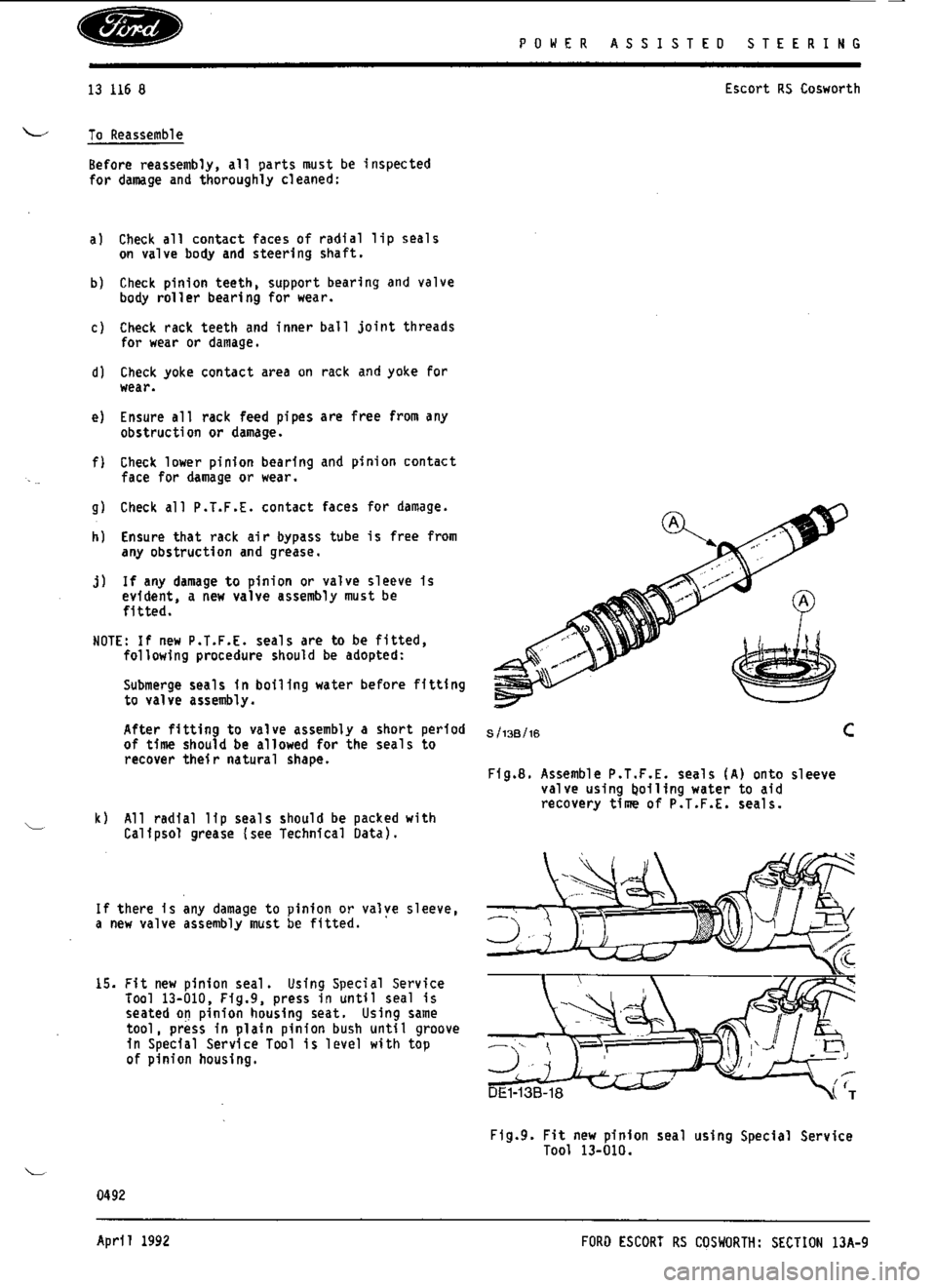 FORD SIERRA RS COSWORTH 1987 1.G Workshop Manual 