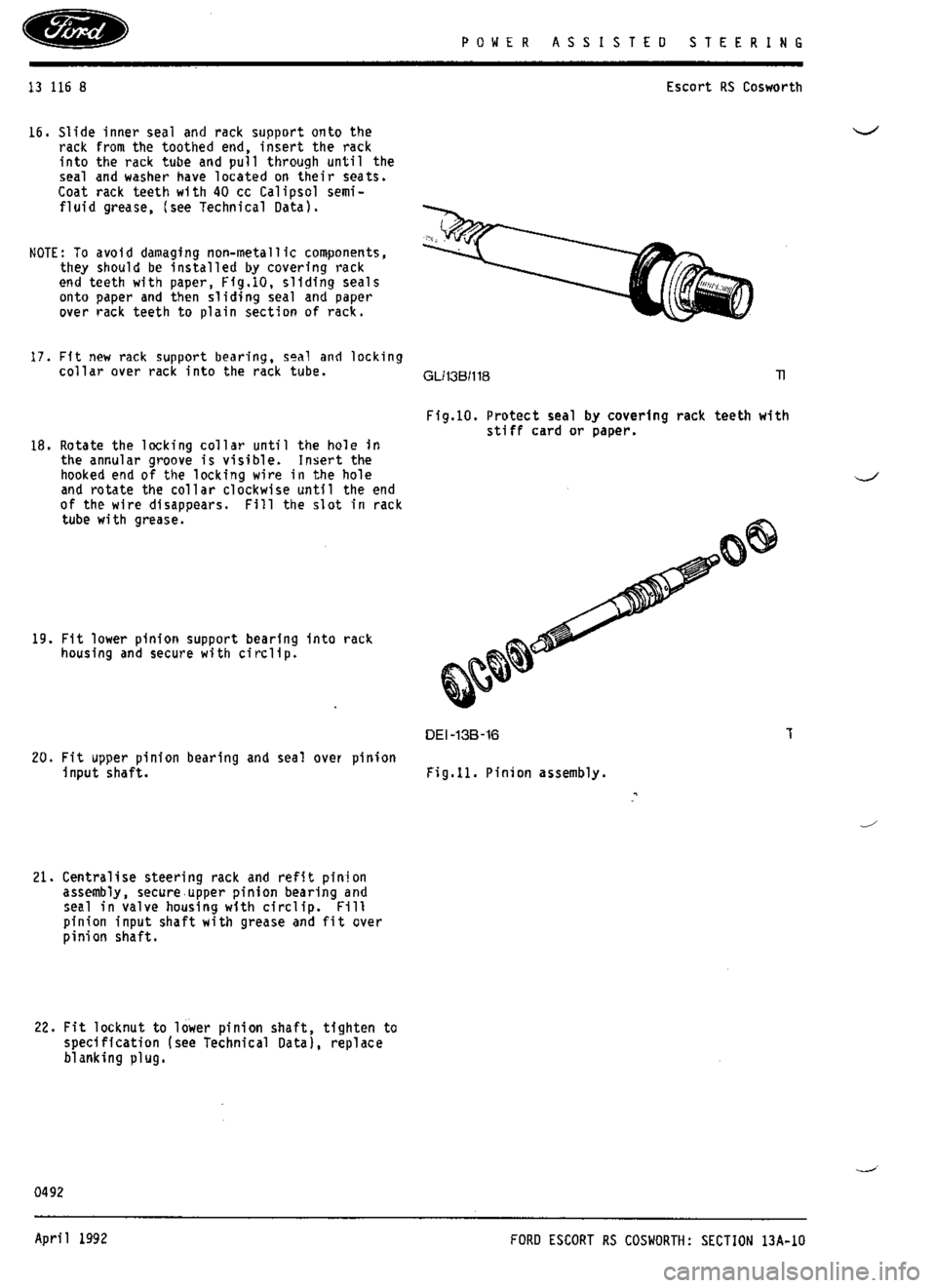 FORD SIERRA RS COSWORTH 1987 1.G Workshop Manual 