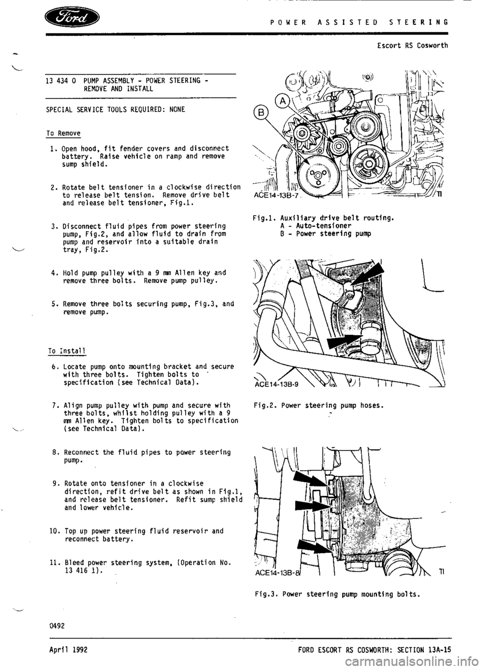 FORD ESCORT RS COSWORTH 1994 1.G Workshop Manual 