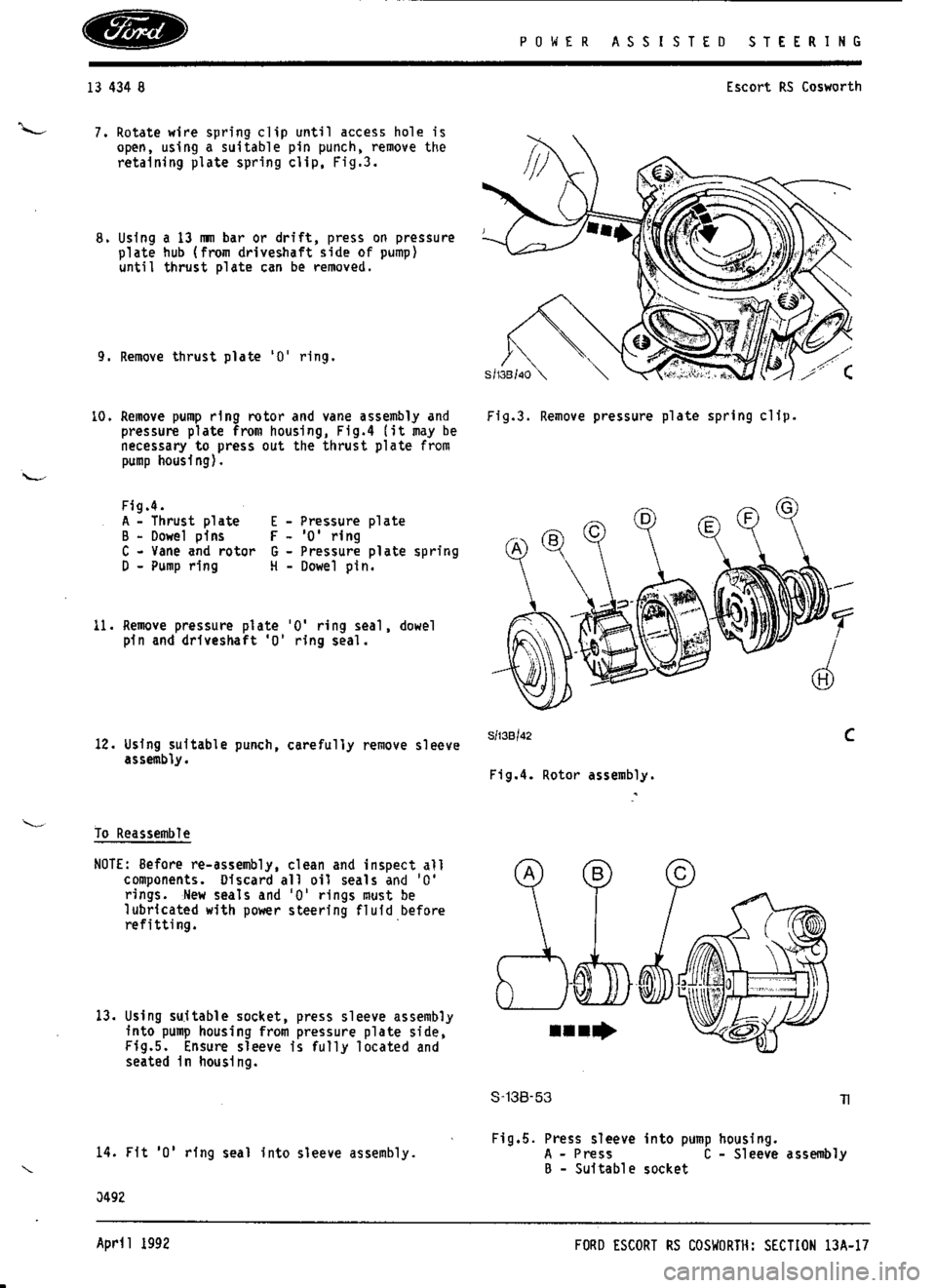 FORD ESCORT RS COSWORTH 1994 1.G Workshop Manual 