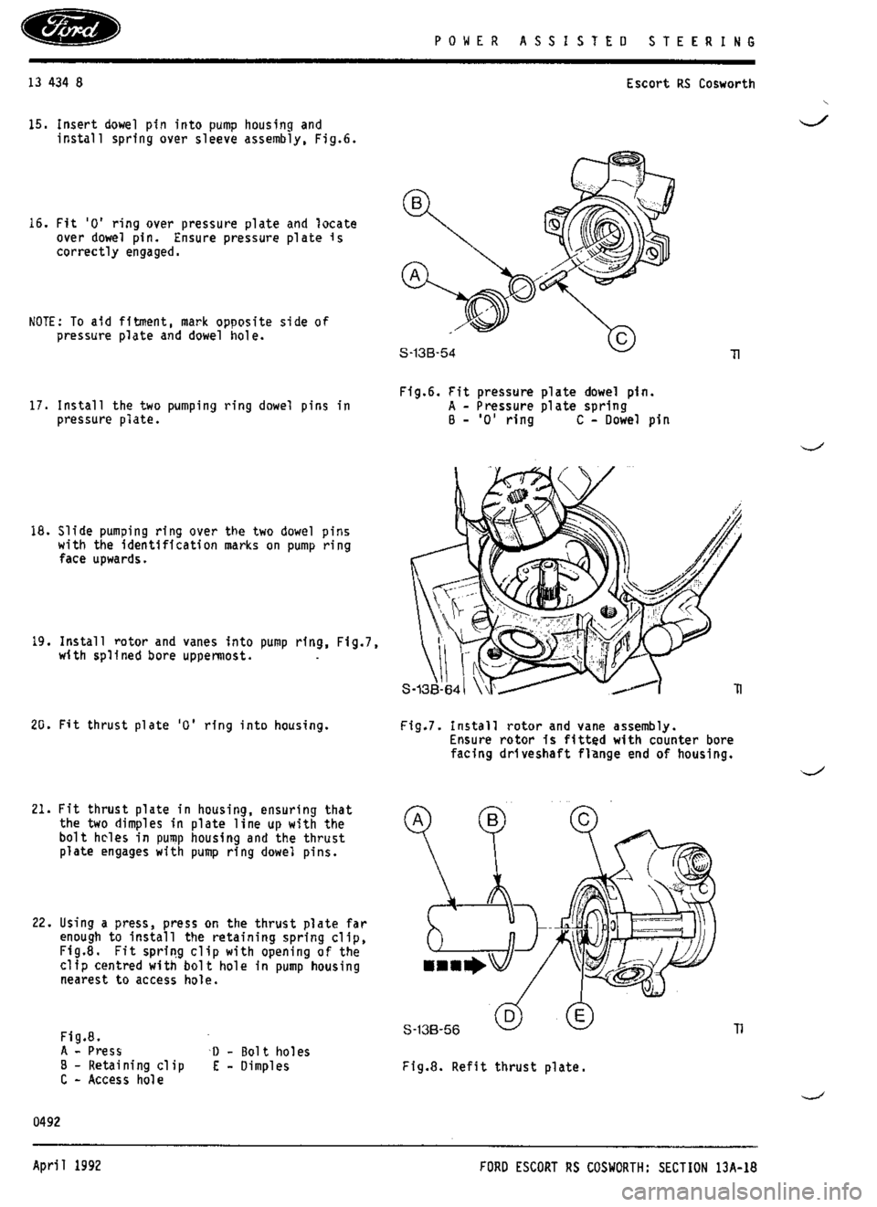 FORD ESCORT RS COSWORTH 1994 1.G Workshop Manual 