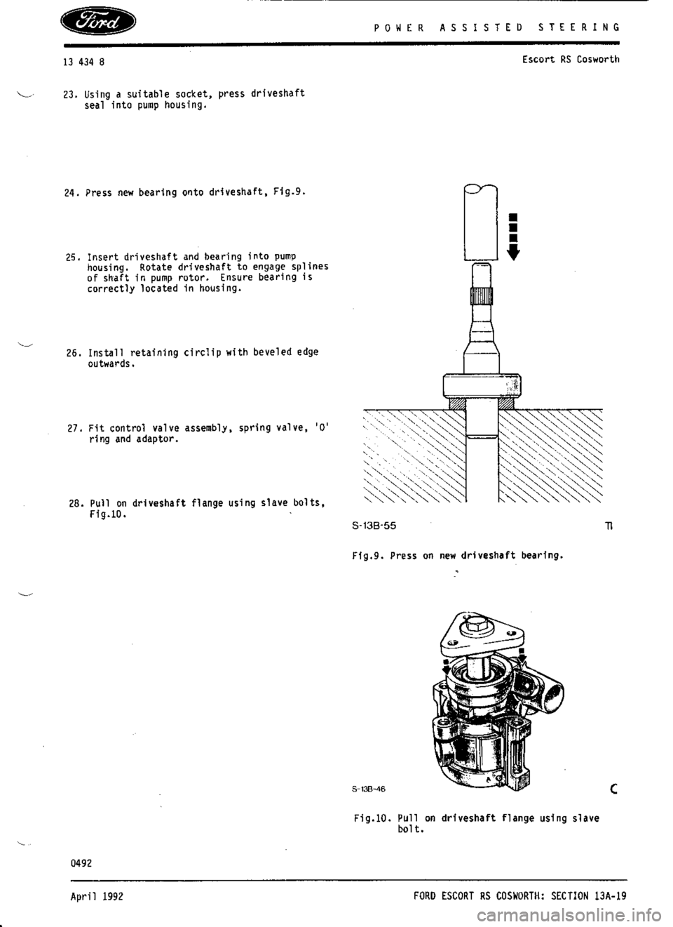 FORD SIERRA RS COSWORTH 1990 1.G Workshop Manual 