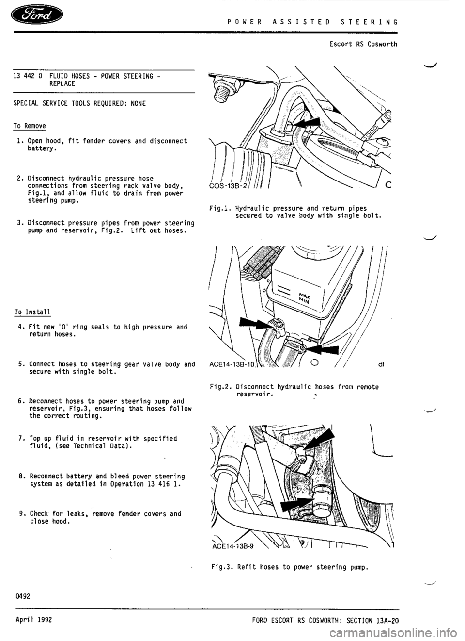 FORD SIERRA RS COSWORTH 1990 1.G Workshop Manual 