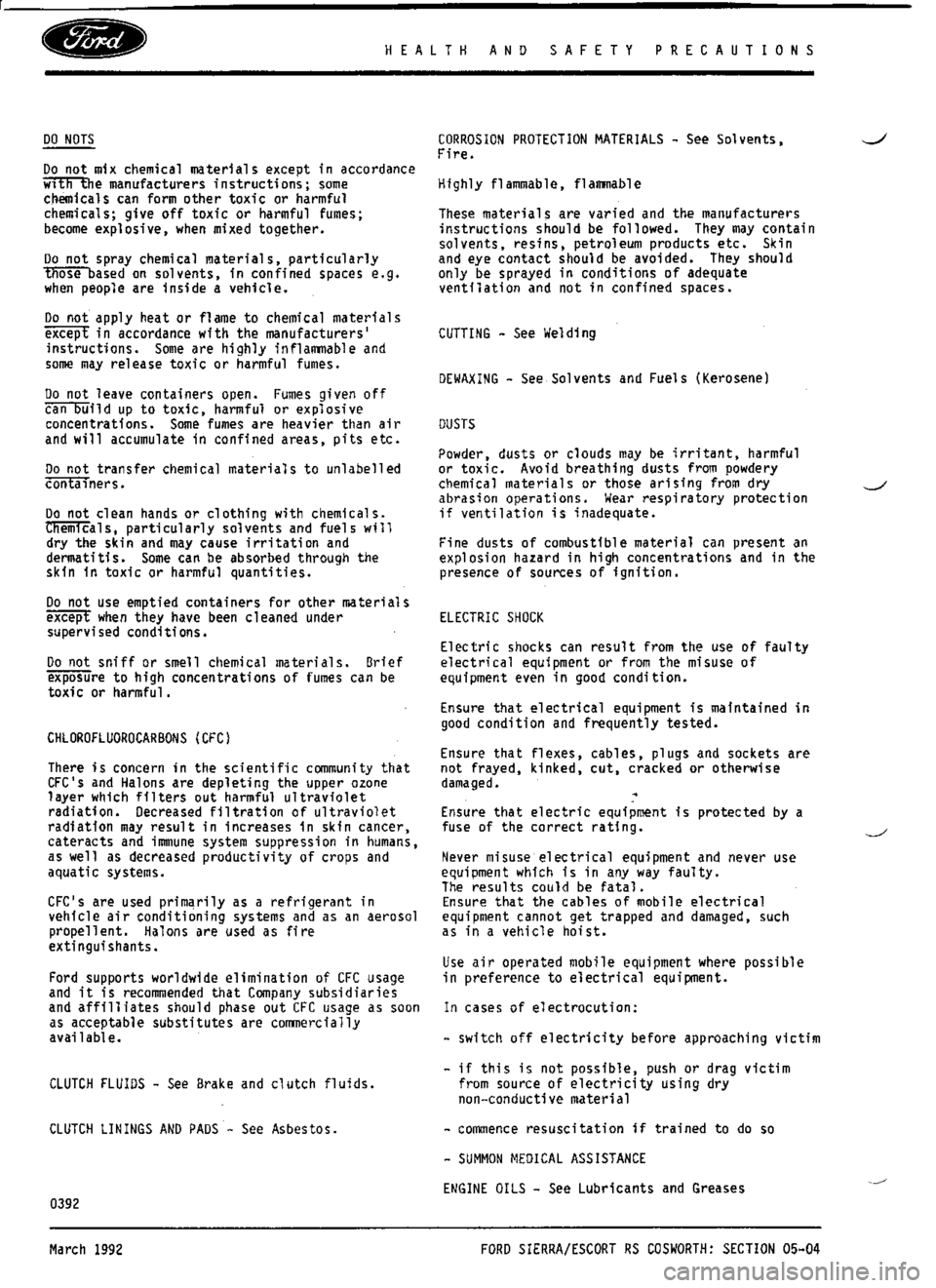 FORD ESCORT RS COSWORTH 1994 1.G Workshop Manual 