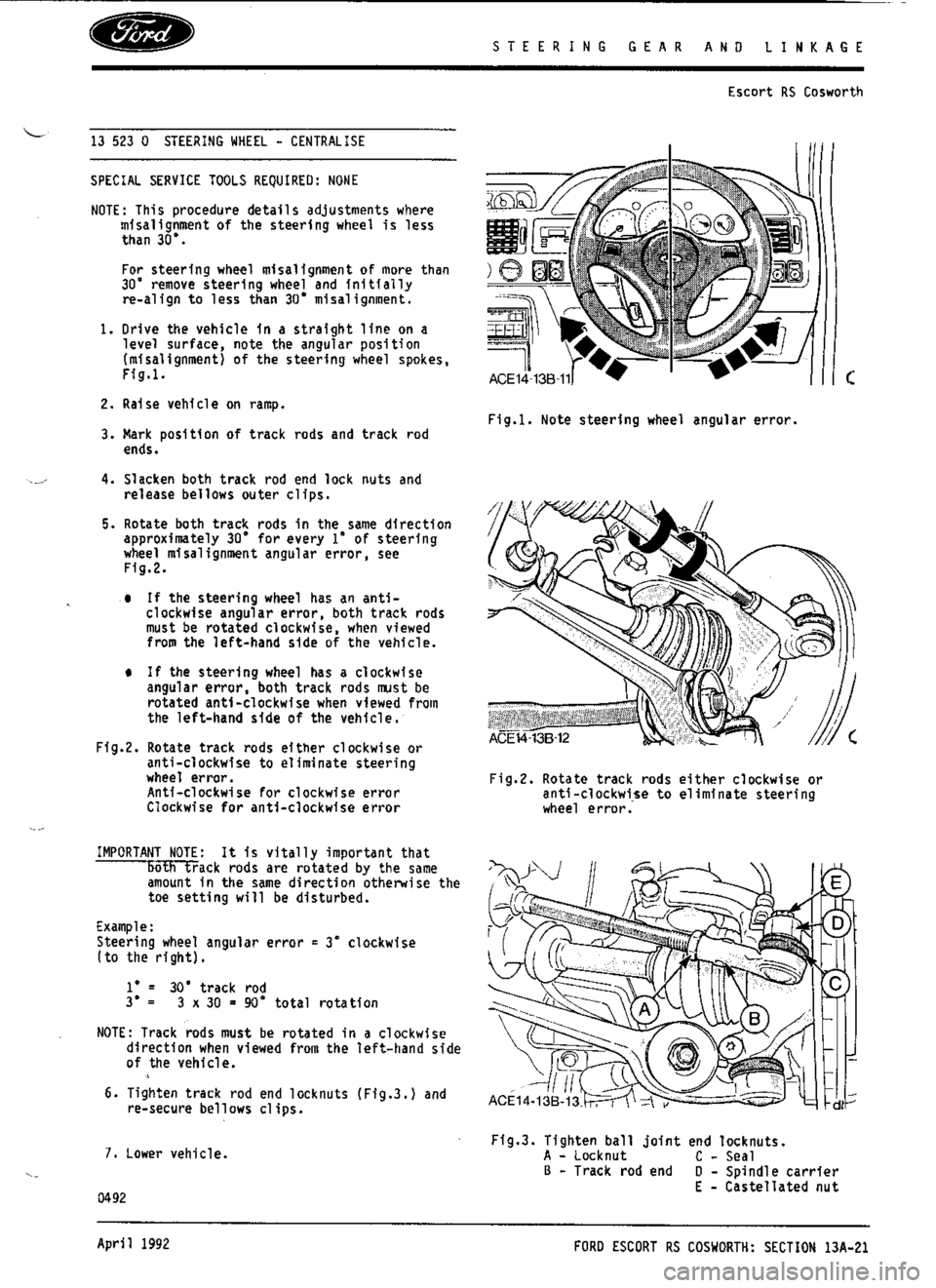 FORD SIERRA RS COSWORTH 1990 1.G Workshop Manual 