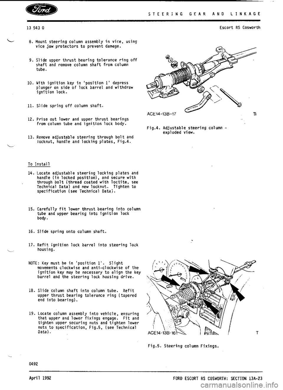 FORD SIERRA RS COSWORTH 1990 1.G Workshop Manual 