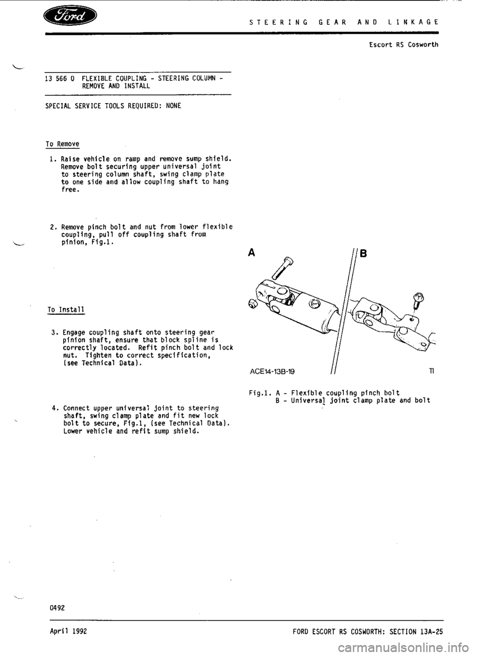 FORD SIERRA RS COSWORTH 1990 1.G Workshop Manual 