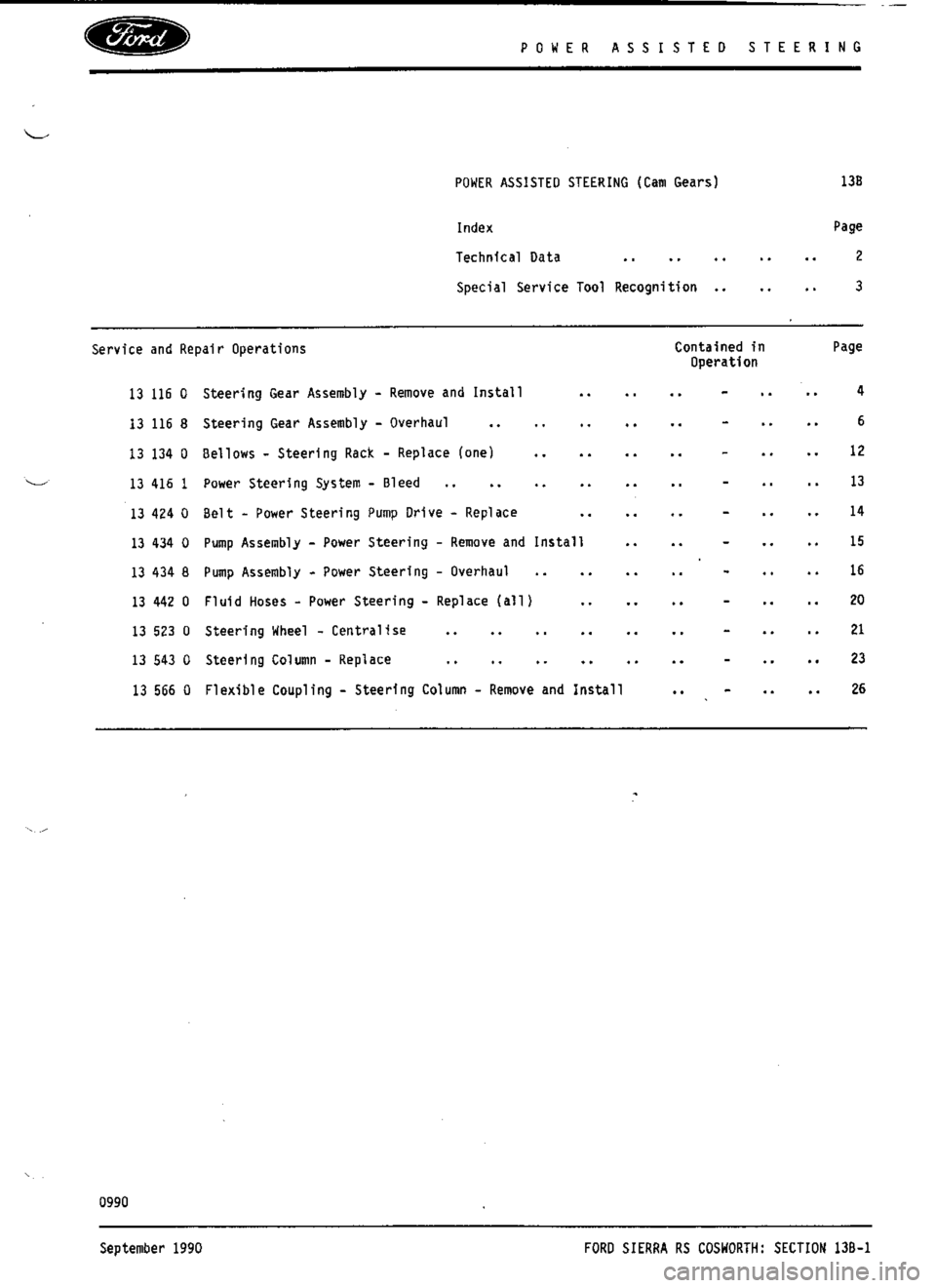 FORD SIERRA RS COSWORTH 1990 1.G Workshop Manual 