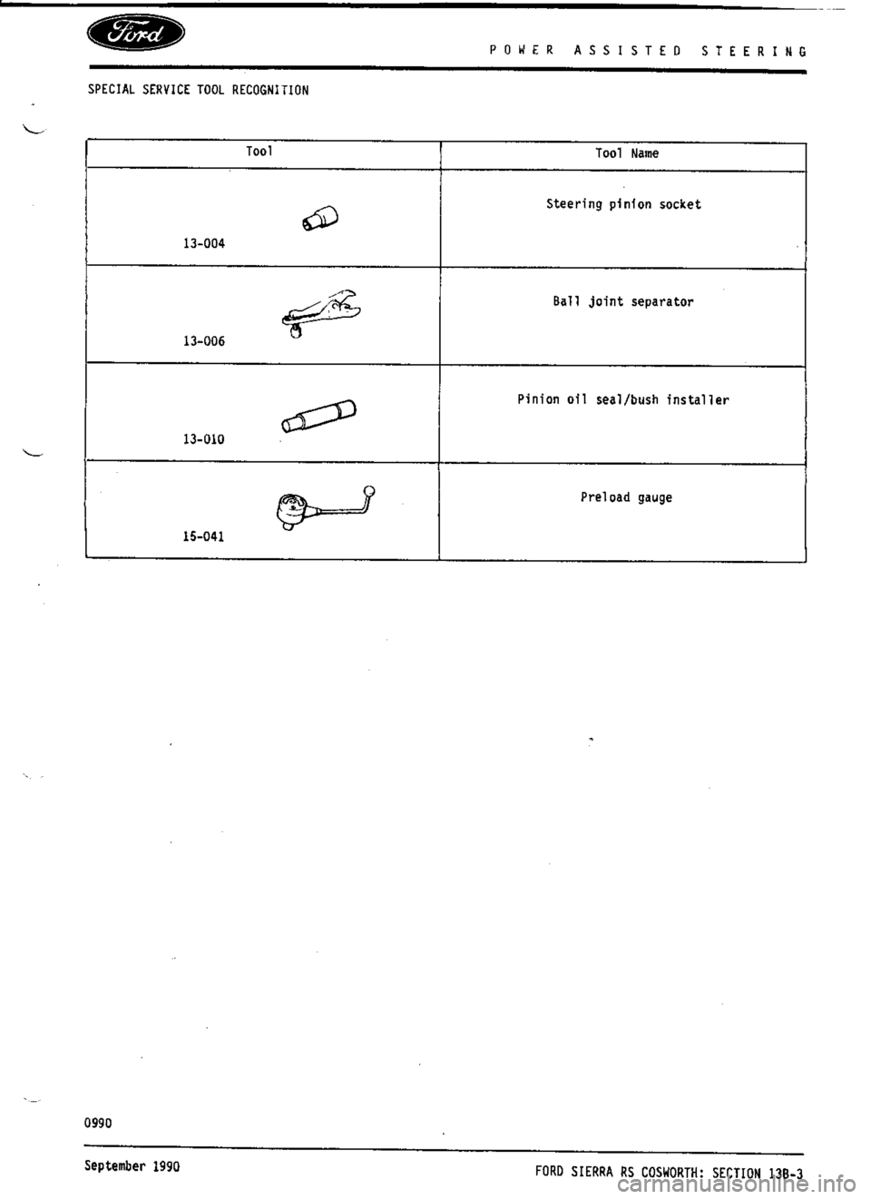 FORD SIERRA RS COSWORTH 1987 1.G Workshop Manual 