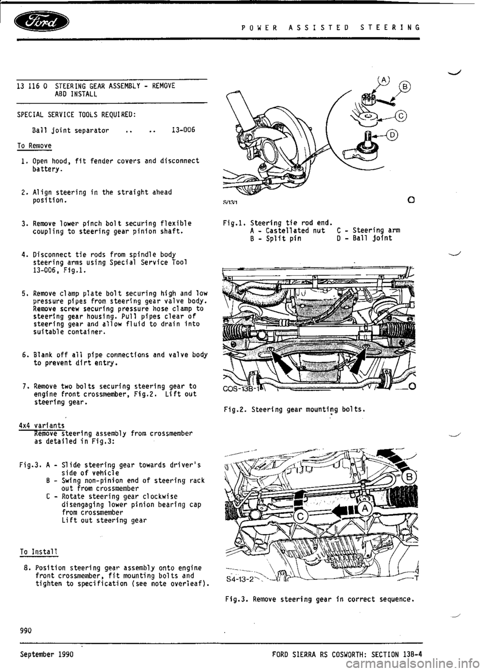 FORD SIERRA RS COSWORTH 1987 1.G Workshop Manual 