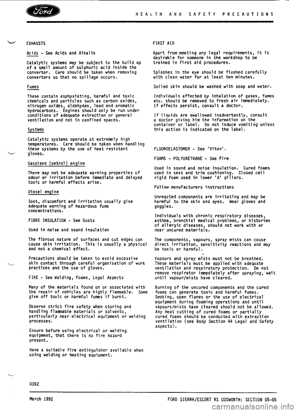 FORD ESCORT RS COSWORTH 1994 1.G Workshop Manual 