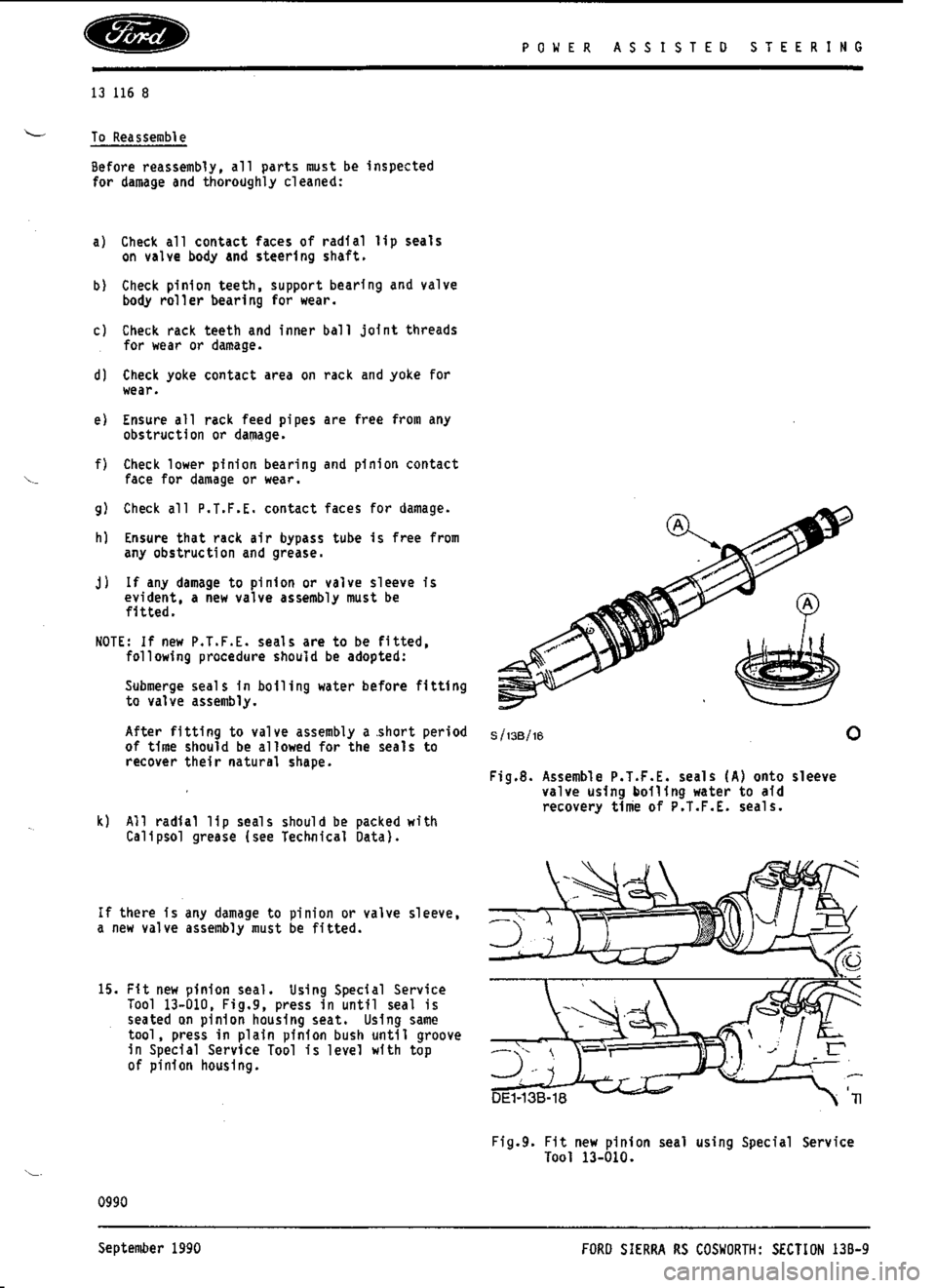 FORD SIERRA RS COSWORTH 1987 1.G Workshop Manual 